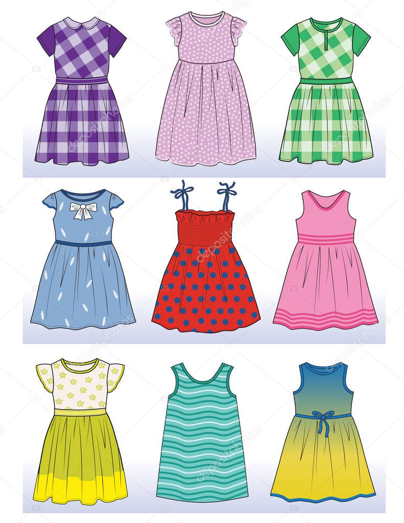 set with beautiful dresses for little girls