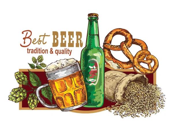 Χέρι σχεδίασης μπύρα banner — Διανυσματικό Αρχείο
