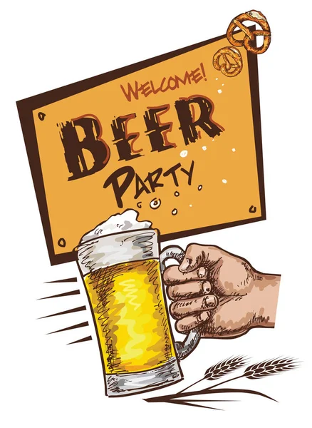 Hand drawing beer banner — Stock Vector