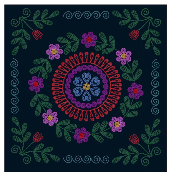 刺绣与花卉阿拉伯装饰品 T恤设计 横幅等设计 — 图库矢量图片