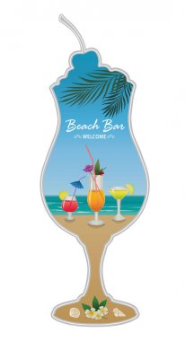 Plaj bar kokteyller ile.