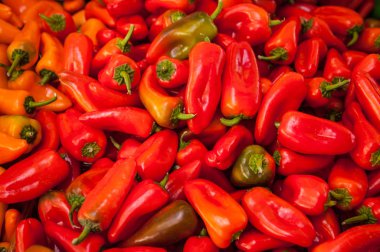 Olgun mini kırmızı biber manzarası.