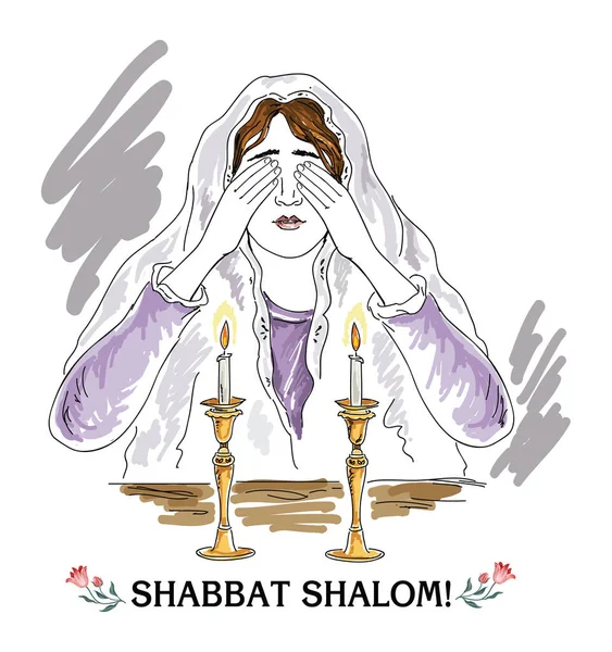 Shabat shalom - saudações judaicas e hebraicas. ilustração em vetor preto e  branco de um copo com velas. conceito de judaísmo. 10737875 Vetor no  Vecteezy