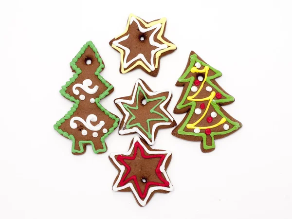Gingerbread cookies on white background — Stock Photo, Image
