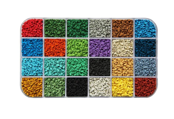 Samples of rubber granules Royalty Free Stock Images