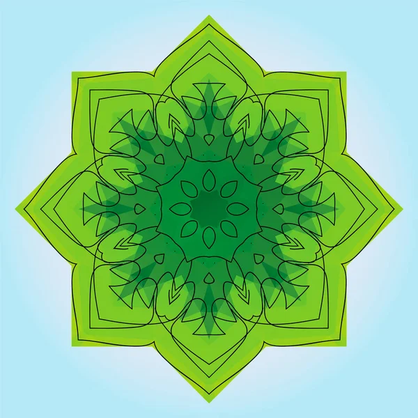 Grünes Mandala mit acht Punkten — Stockvektor