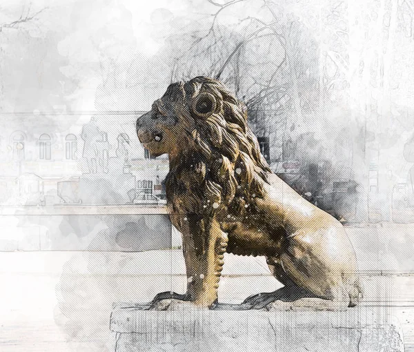 Architectural sketch Lion Sculpture