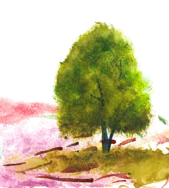 Пейзаж с деревом — стоковый вектор