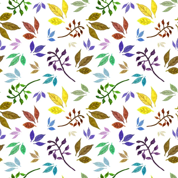 Seamless watercolor pattern with leaves — Stock Photo, Image