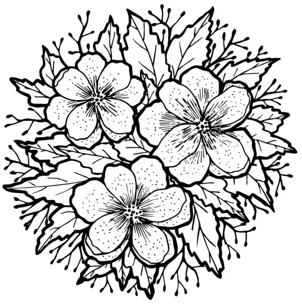 Composición del contorno con flores — Vector de stock