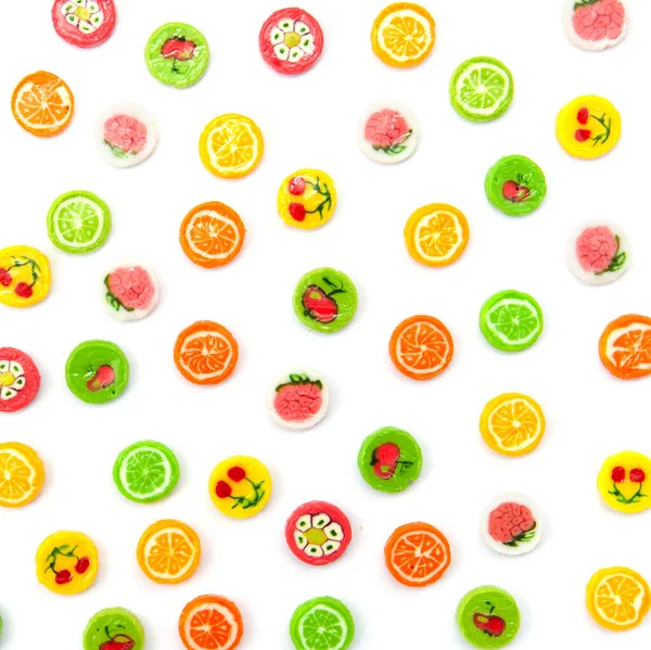 Veel Verschillende Smakelijke Snoepjes Wit — Stockfoto