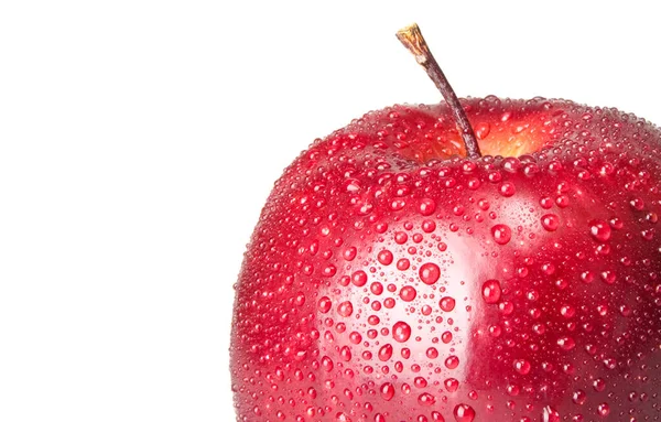 Beyaz Izole Islak Kırmızı Elma — Stok fotoğraf