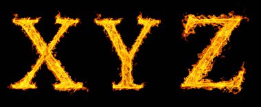 Siyah üzerine grup ateş harfleri