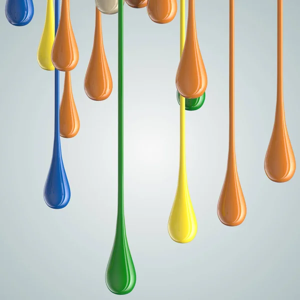 3D color glossy paint drop blobs