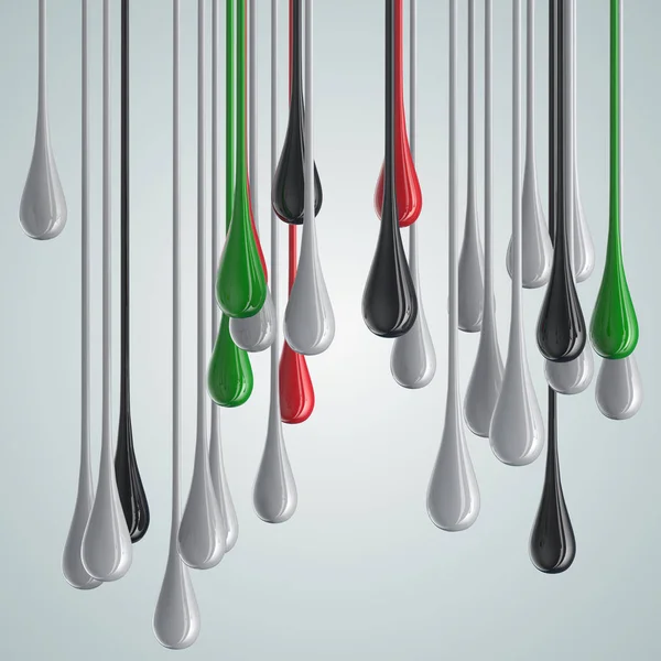 Different colorful drops. 3d illustration