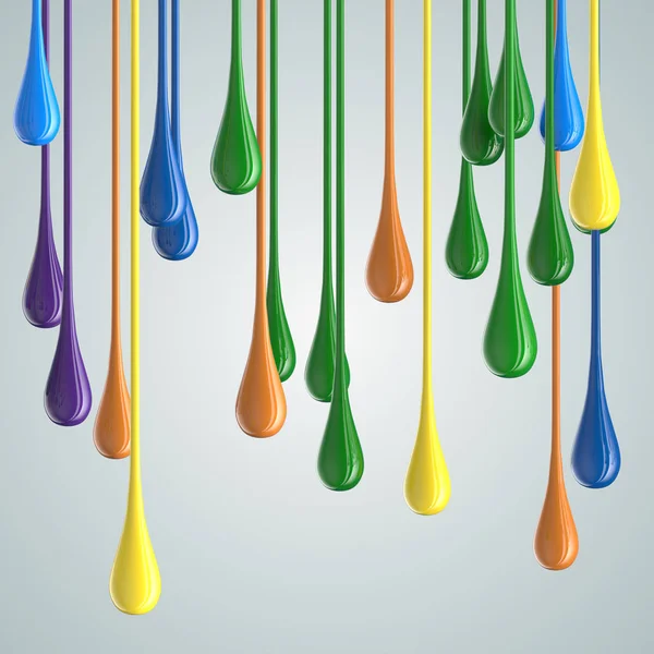 3D color glossy paint drop blobs