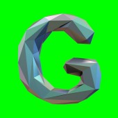 Latin betűk G alacsony poly stílusban elszigetelt zöld háttér