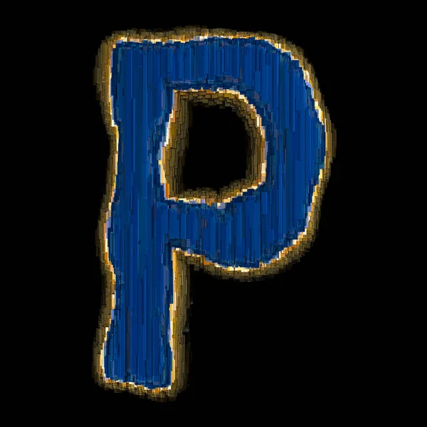 Industrial metal alphabet letter P 3D