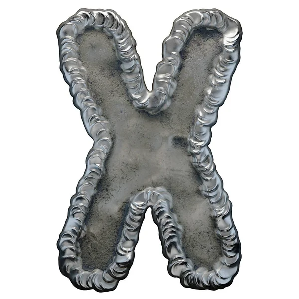 Industrial metal alphabet letter X on white background 3d