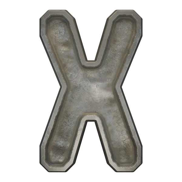 Industrial metal alphabet letter X on white background 3d