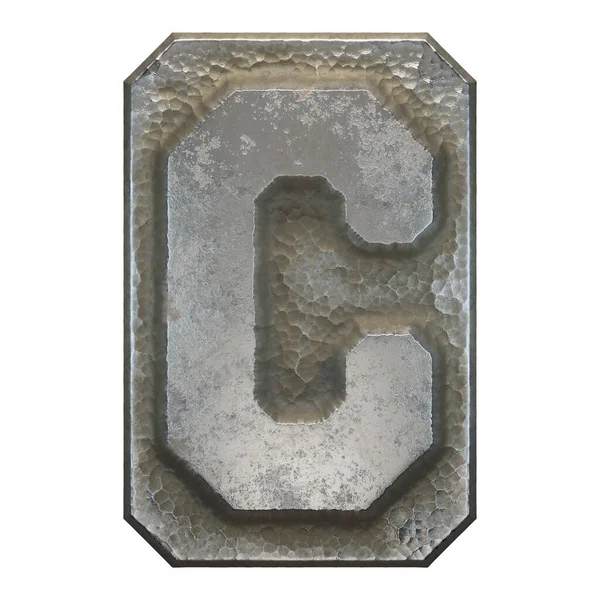 Industrial metal alphabet letter C on white background 3d