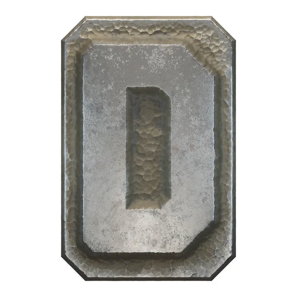 Industrial metal alphabet letter D on white background 3d