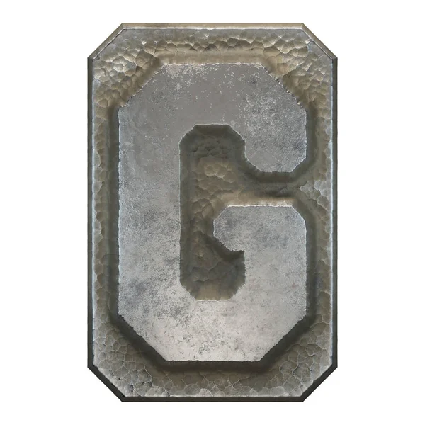 Industrial metal alphabet letter G on white background 3d
