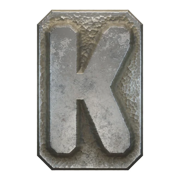 Industrial metal alphabet letter K on white background 3d