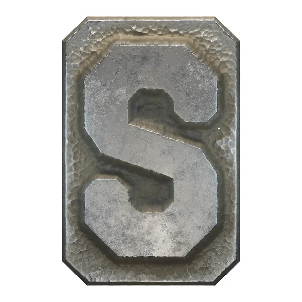 Industrial metal alphabet letter S on white background 3d