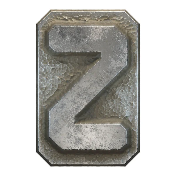 Industrial metal alphabet letter Z on white background 3d