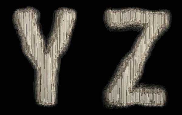 Set of industrial metal alphabet letter Y and Z 3D