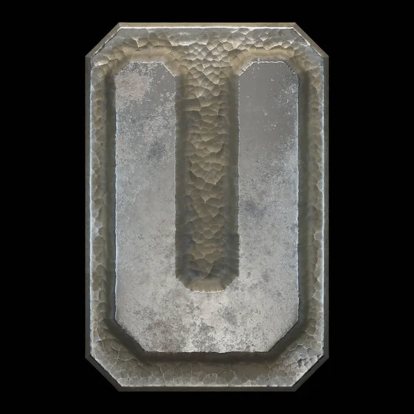 Industrial metal alphabet letter U on black background 3d