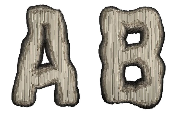 Set of industrial metal alphabet letter A and B 3D