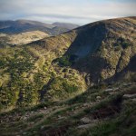 Landscape of mountains with shining sun,  Carpathians mountain