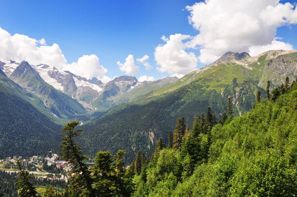 Vârfuri Montane Dombay Caucazul Vest Rusia — Fotografie de stoc gratuită