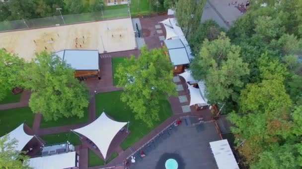 Urban beach Port with sports playgrounds and dance floor — Stock Video