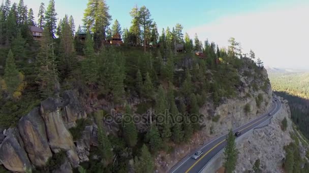 California State Route with cars ride along mountains — Stock Video