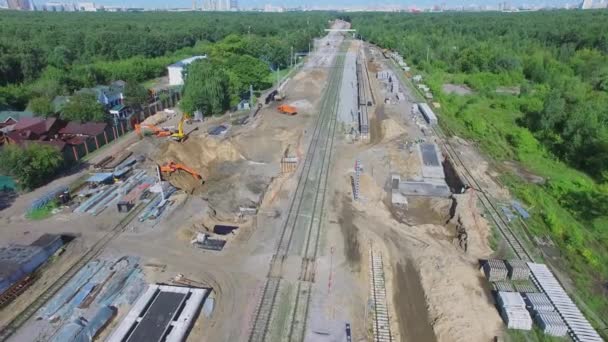 Panorama du chantier du chemin de fer MKZD — Video