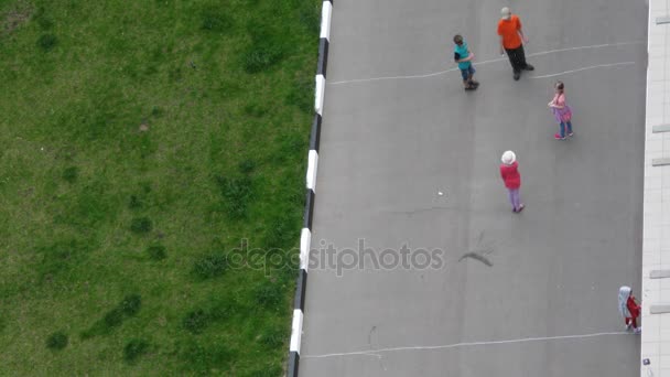 Children draw on asphalt image — Stock Video