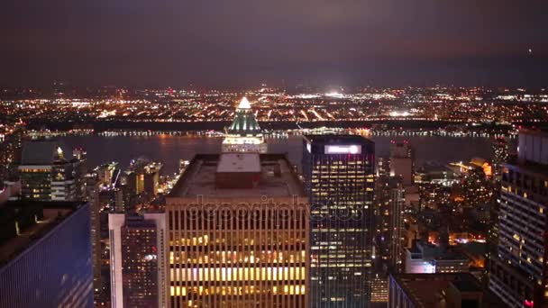 Noite New York City e East River — Vídeo de Stock