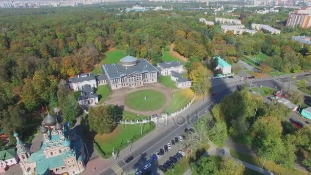 Iglesia de la Trinidad y Palacio de Ostankino cerca del parque — Vídeos de Stock