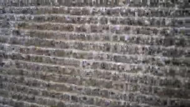 Brick grey wall street waterfall — Stock Video