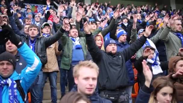 Dinamo soccer team fans on grandstand — Stock Video