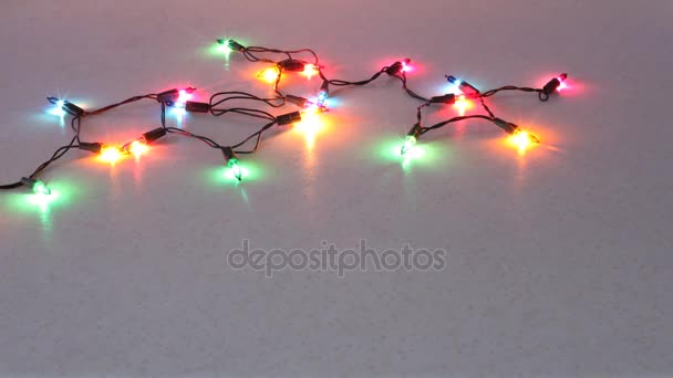 Garland with lighted bulbs — Stock Video