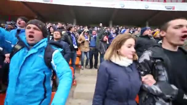 Los fans de Dinamo saltando y gritando en la tribuna — Vídeos de Stock