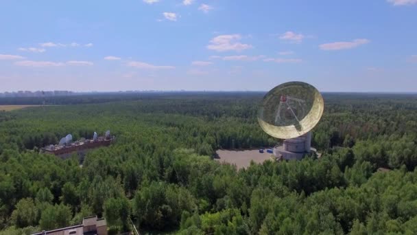 Radioteleskop mezi lesní — Stock video