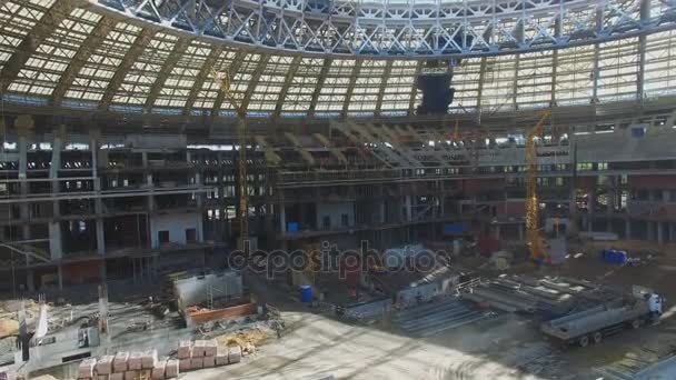 Construction site of sports arena Luzhniki — Stock Video