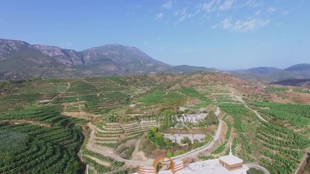 Campi agricoli sulle colline vicino al complesso residenziale Azura Park — Video Stock