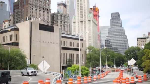 Pace University among skyscrapers In New York City — Stock Video