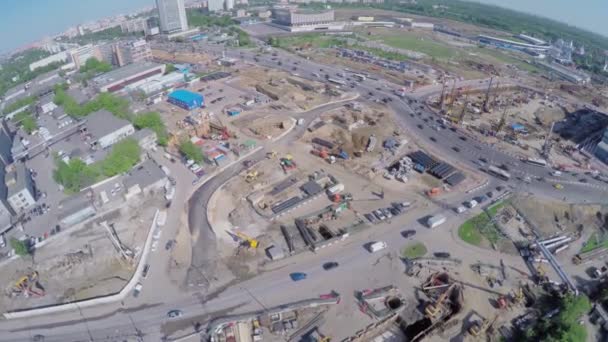 Building site of MKZD North-Eastern Tunnel near highway — Stock Video